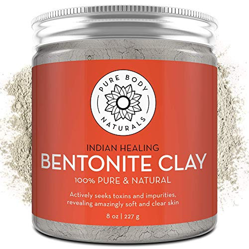 Pure Body Naturals Bentonite Clay Powder for DIY Detox Body & Face Mask, Pure Indian Healing Clay for Deep Pore Cleansing and Armpit Detox for Women, (8.0 oz) | Amazon (US)