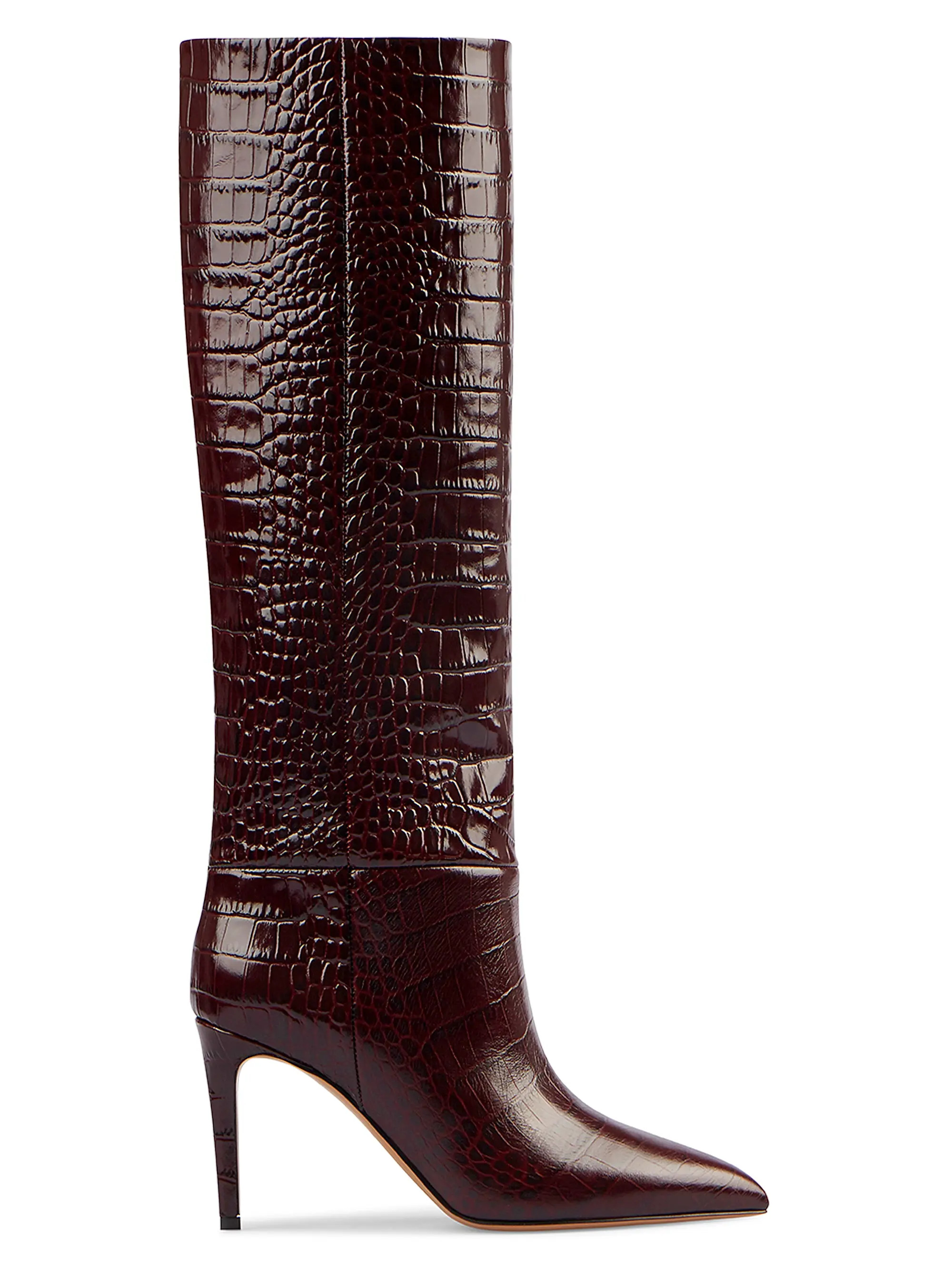 Stiletto 85MM Crocodile-Embossed Leather Boots | Saks Fifth Avenue