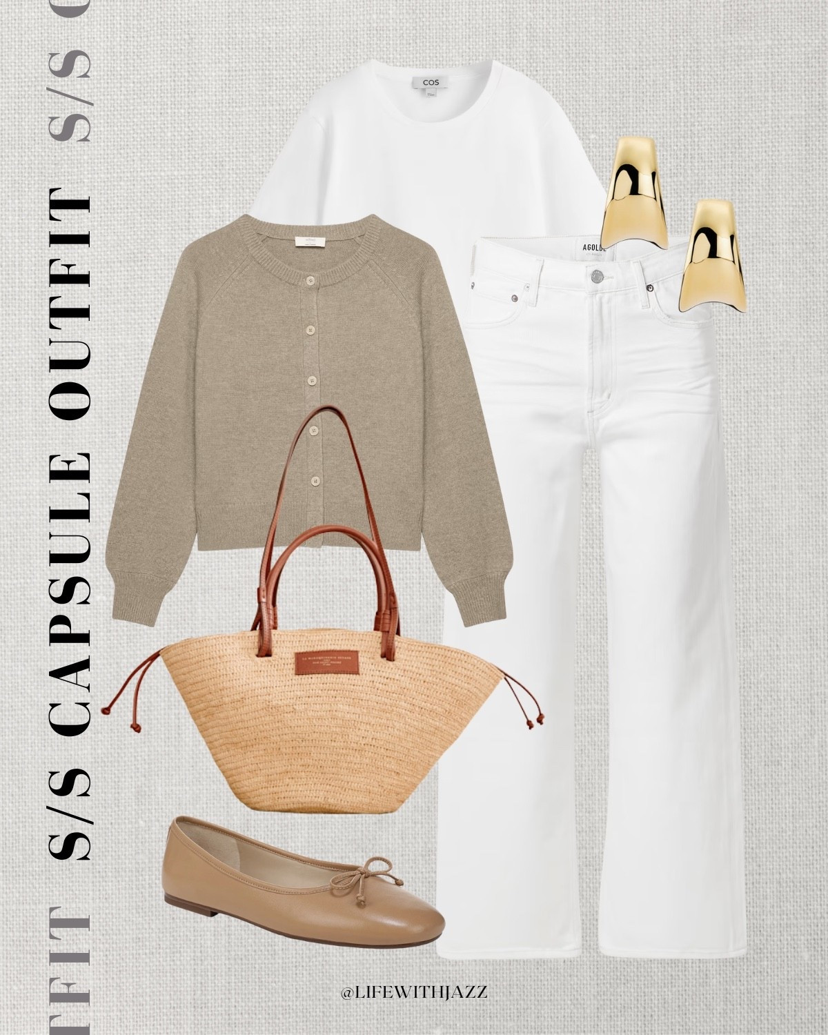 Spring & summer capsule outfit

Beige cardigan / white wide leg crop jeans / sezane straw tote / ballet flats / ssc26 

#LTKootd #LTKSeasonal