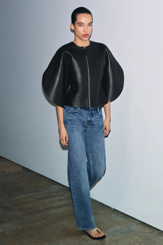 ZW COLLECTION LIMITED EDITION LEATHER ZIP-UP TOP | Zara US