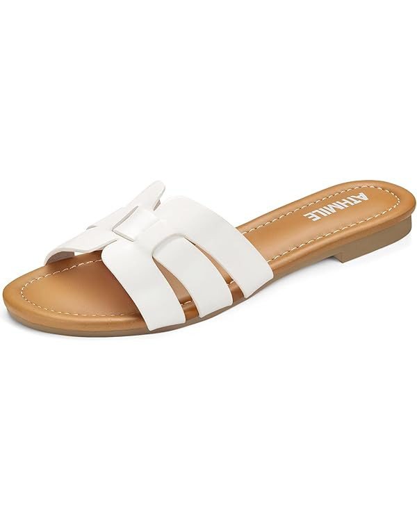 ATHMILE Sandals for Women 2025 Vacation Womens Sandals Dressy Summer Flats Sandals Women Slides f... | Amazon (US)