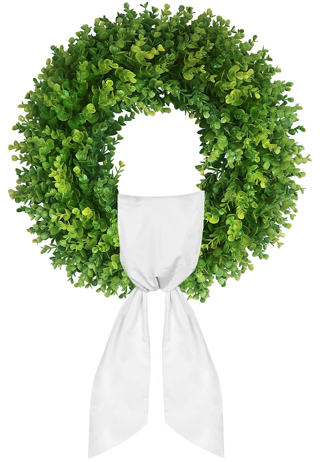 20''Boxwood Wreaths for Front Door,Artificial Spring Summer Wreath,Boxwood Wreaths with Sash,All ... | Amazon (US)
