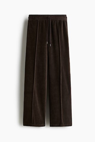 H & M - Wide-Leg Velour Joggers - Brown | H&M (US + CA)