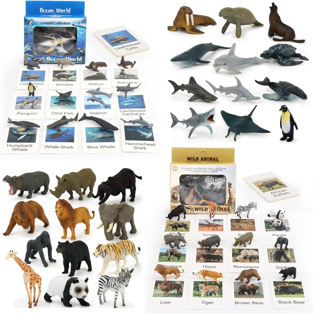 24 Small Animal Figurines Learning & Education Toys, Plastic Realistic Zoo Jungle Safari Sea Ocea... | Amazon (US)