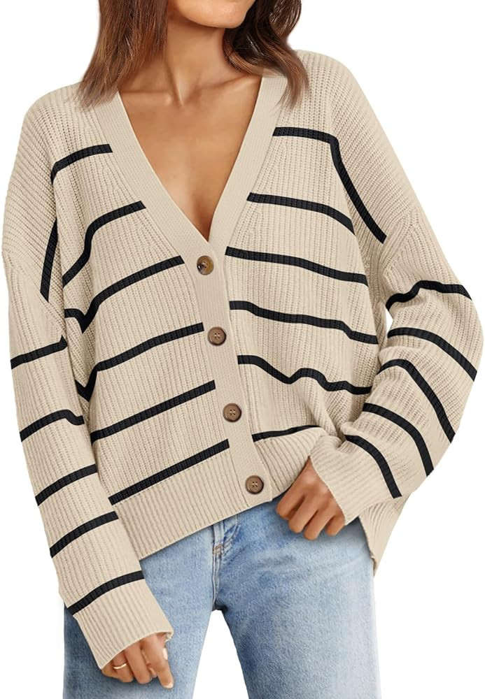 LILLUSORY Women's Cardigan Sweaters 2024 Fall Oversized Open Front Button V Neck Lightweight Card... | Amazon (US)