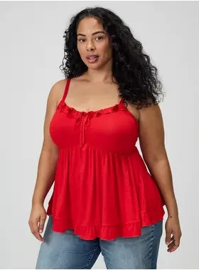 Super Soft Slub Ruffle Babydoll Top | Torrid (US & Canada)