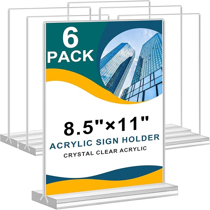 Arrobust Acrylic Sign Holder 8.5 x 11, Double Sided Clear Acrylic Display Table Signs Stand, T Sh... | Amazon (US)