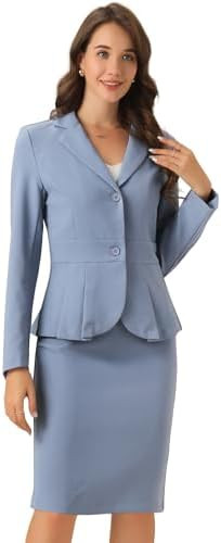 Allegra K 2 Piece Suit Skirt Sets for Women Blazer and Pencil Skirts Formal Office Business Casua... | Amazon (US)