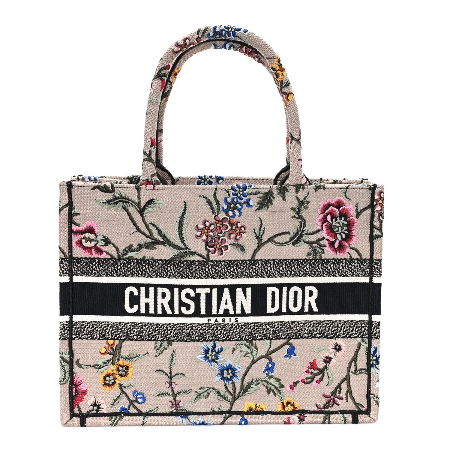 Christian Dior Canvas Embroidered Petites Fleurs Medium Book Tote Rose Multicolor 1694205 | FASHIONPHILE (US)