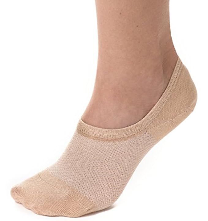 Bambu Women's Premium Bamboo No Show Casual Socks - 4 pairs - Non-Slip, Nude/Beige, Small / 5-7.5 | Amazon (US)