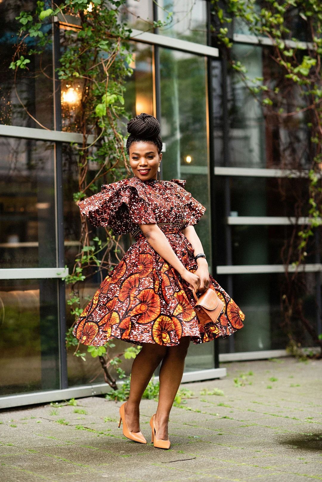 Lanre Brown High Neck Dress African Fashion Wear  Trendy - Etsy | Etsy (US)