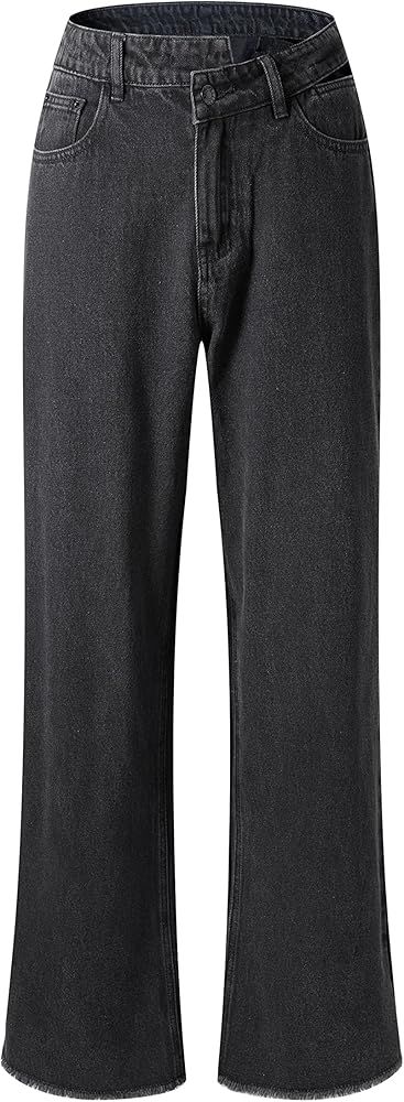 NC Women's Casual Straight-Leg Solid Color Loose Jeans | Amazon (US)