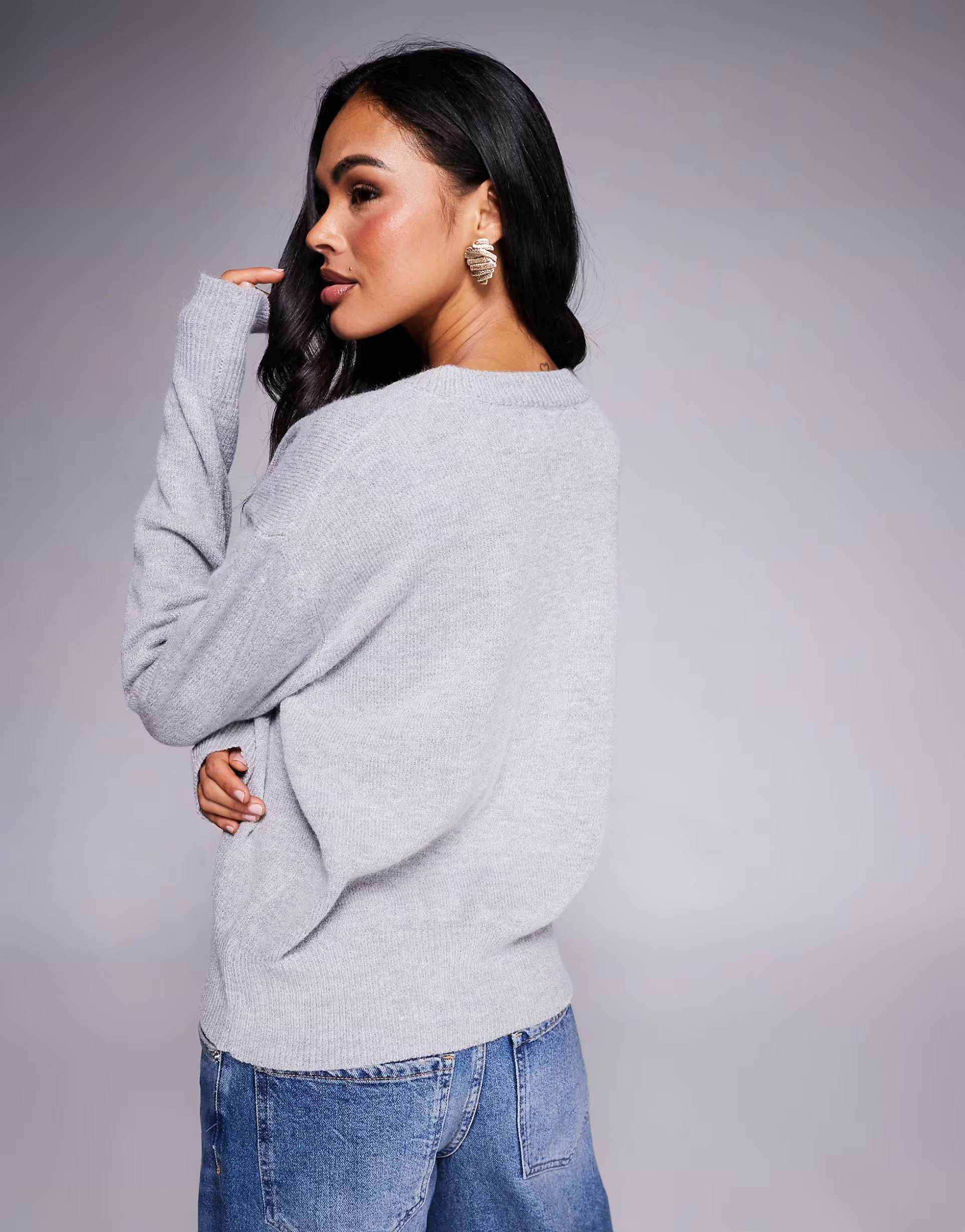 Princess Polly - Melancholia - Vest met geribbelde boorden en zoom en knopen in lichtgrijs | ASOS (Global)