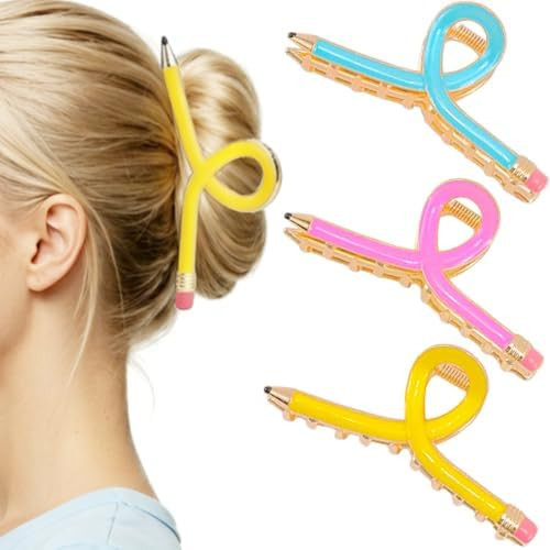 Pencil Hair Clips, Teacher Hair Clips 3Pcs Teacher Appreciation Gifts Teachers Hair Accessories f... | Amazon (US)