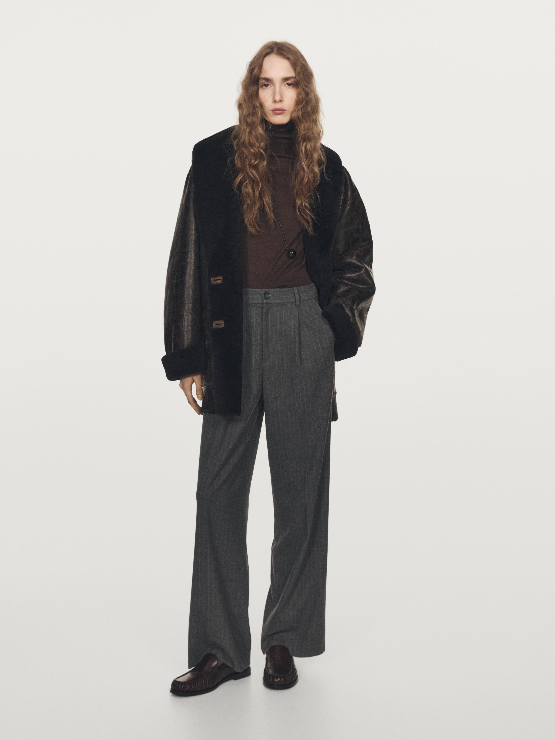 Pinstripe wide-leg trousers | Massimo Dutti UK