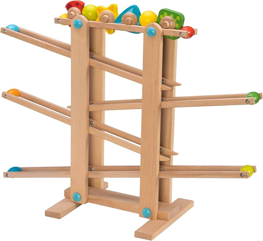 Fat Brain Toys Marble Run, Roll 'n Go Wooden Marble Run Back-and-Forth Ball Track, 2 Year Old Toy... | Amazon (US)