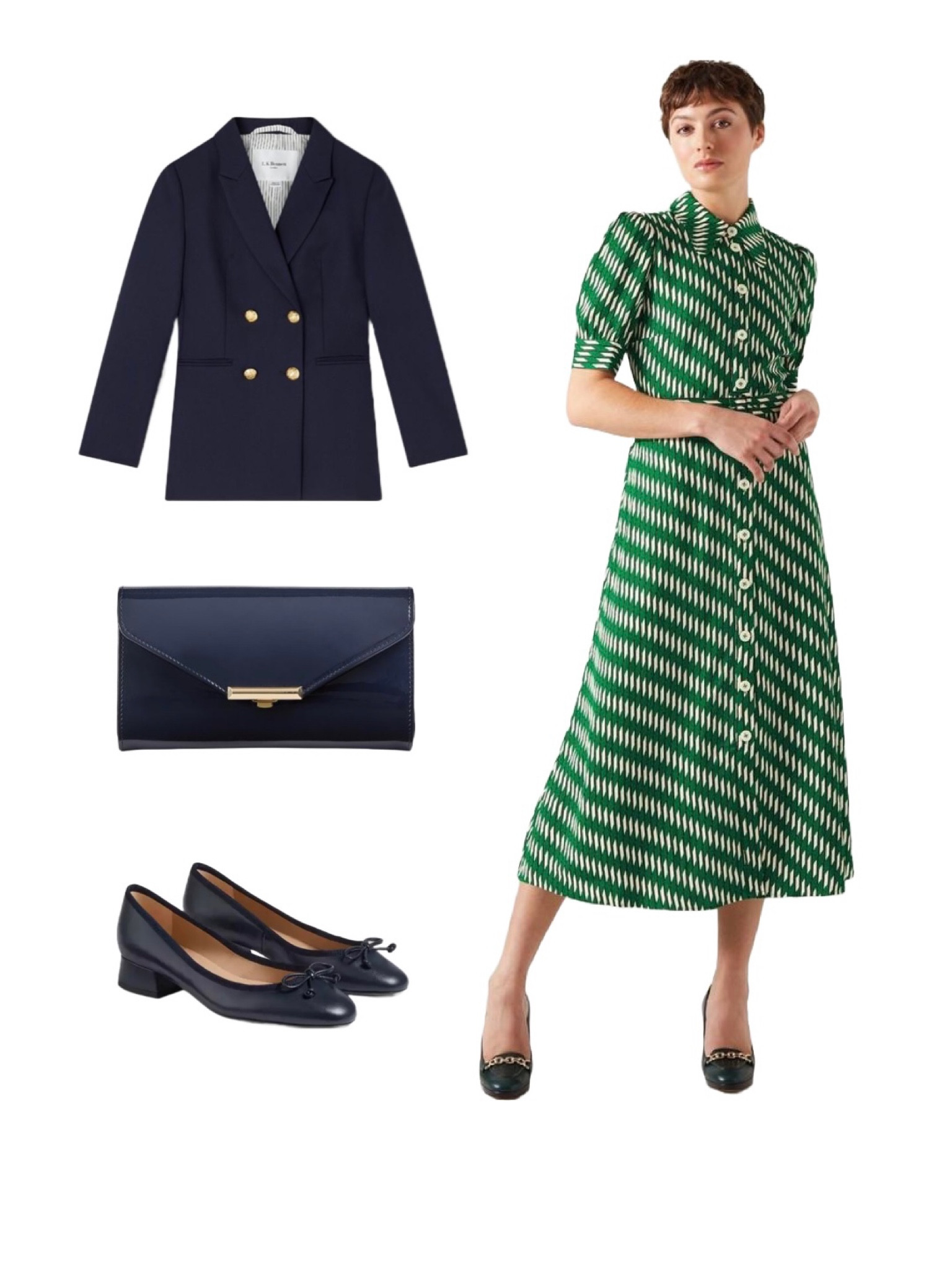 Seriously Sophisticated with LK Bennett London new arrivals and signature styles - old school British glamour inspired by the classic Wimbledon colours I love! Wear the green Valerie midi dress with a classic navy blazer with gold buttons, LK Bennett’s new in navy ballerina court shoes and the Lucy navy patent clutch. Remember to enjoy a 15% discount on all full price items at LK Bennett with my code REBECCALIPKINAUTHOR15

#lkbennett #discountcode #newarrivals #Wimbledon 

#LTKuk #LTKeurope #LTKsummer