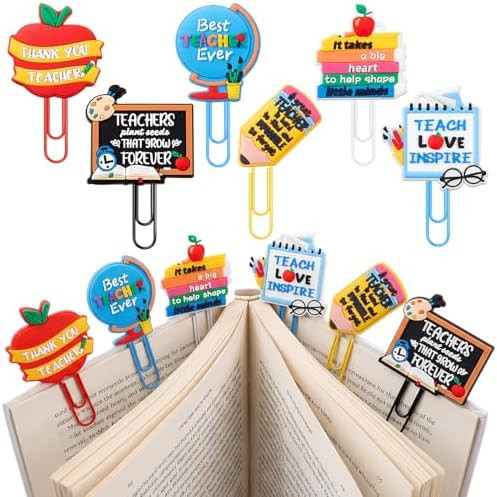 Amazon.com : Zomiboo 6 Pcs Teacher Bookmark Gifts - Cute Teachers Paper Clips Bookmarks, Small Th... | Amazon (US)