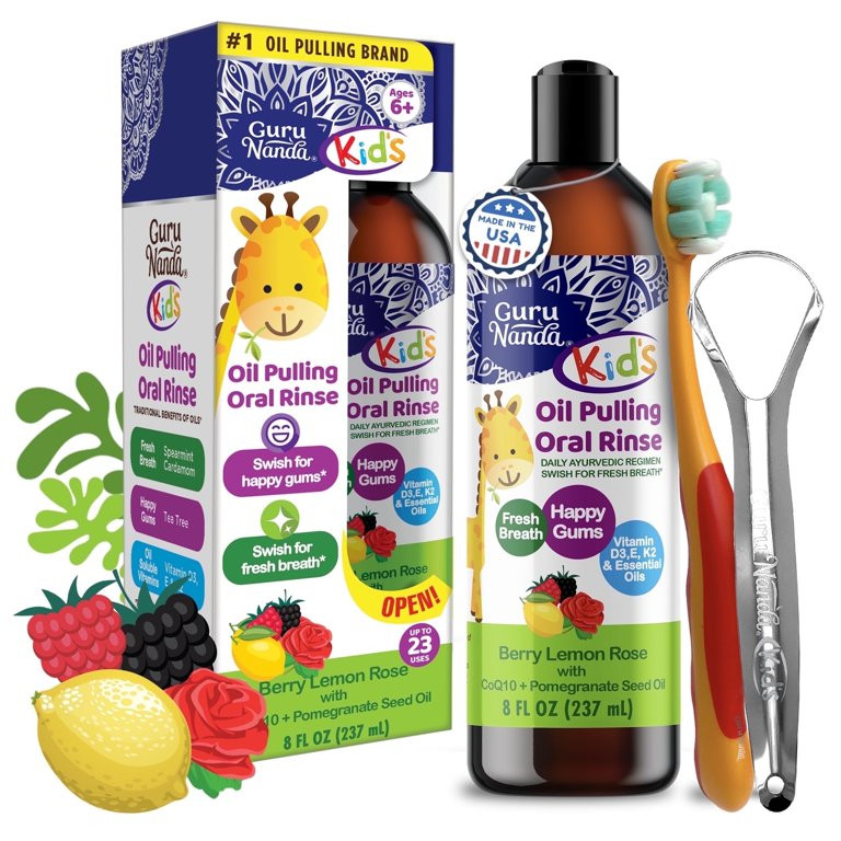 GuruNanda Kids Oil Pulling, Alcohol-Free Mouthwash, Essential Oils & Vitamins for Ages 6 & up, Na... | Walmart (US)
