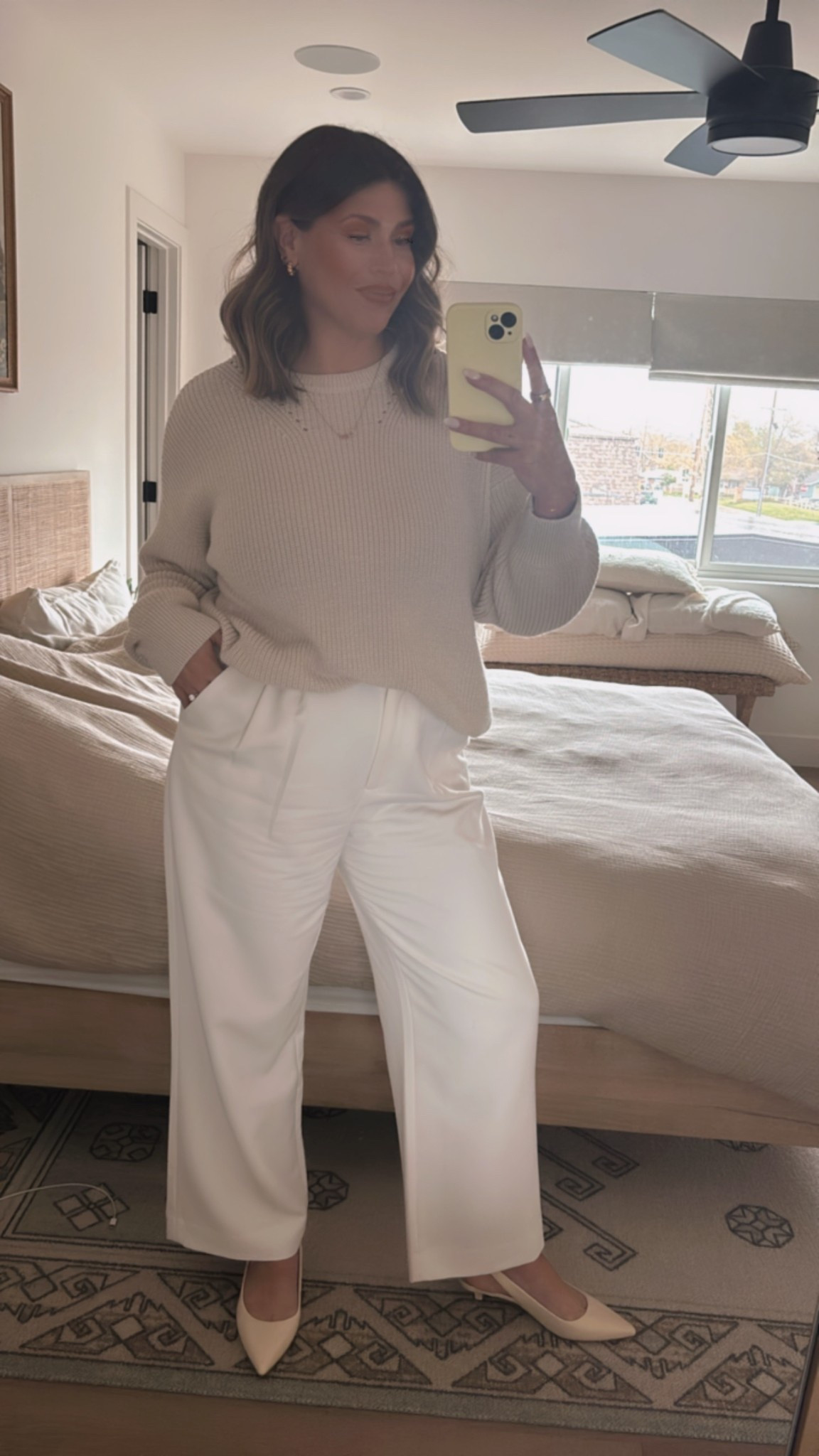 We love a monochromatic moment, but it is not rain friendly 😂😅 but actually obsessed with these pants and sweater! Both can be dressed up or down!! The sweater is Vuori so you can wear it with leggings, sweatpants etc, and I’ve worn these pants with a graphic tee and sneakers and it’s so cute and comfy!! I can’t find the sweater online but i got it in store and linked something similar! 

#LTKActive #LTKWorkwear #LTKStyleTip