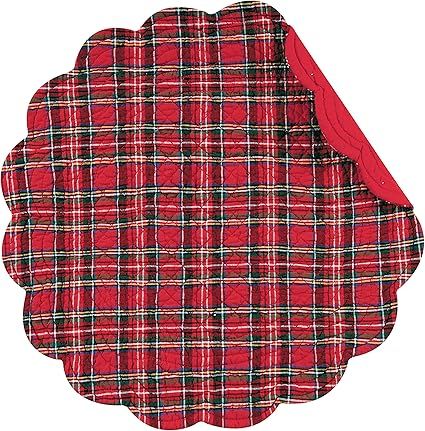C&F Home Red Plaid Christmas Holiday Xmas Lodge Decor Quilted Round Cotton Reversible Placemat Se... | Amazon (US)