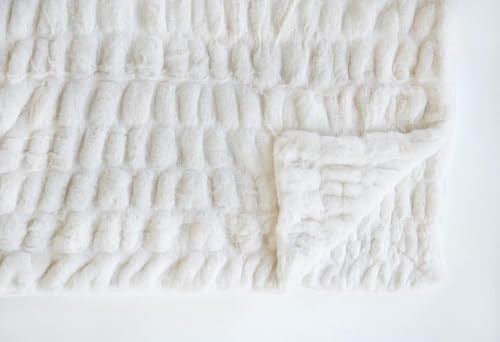 Minky Couture Hugs Blanket - Extra Plush Blanket for Premium Gifting - Stretchy Bubbled Cozy Throw - Silky Smooth - Durable & Machine-Washable - Travel-Friendly - Travel, Cream | Amazon (US)