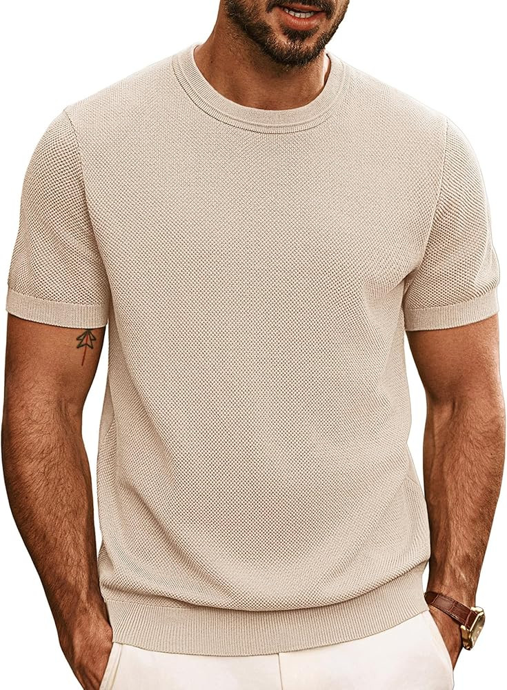 PJ PAUL JONES Mens Casual T-Shirts Classic Short Sleeve Knit Tees Crewneck Solid Tee Shirts | Amazon (US)
