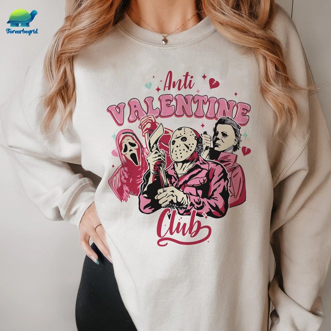 Anti Valentine Club T Shirt Horror Characters Shirt Horror Valentine's Day Shirt Gifts for Valent... | Etsy (US)