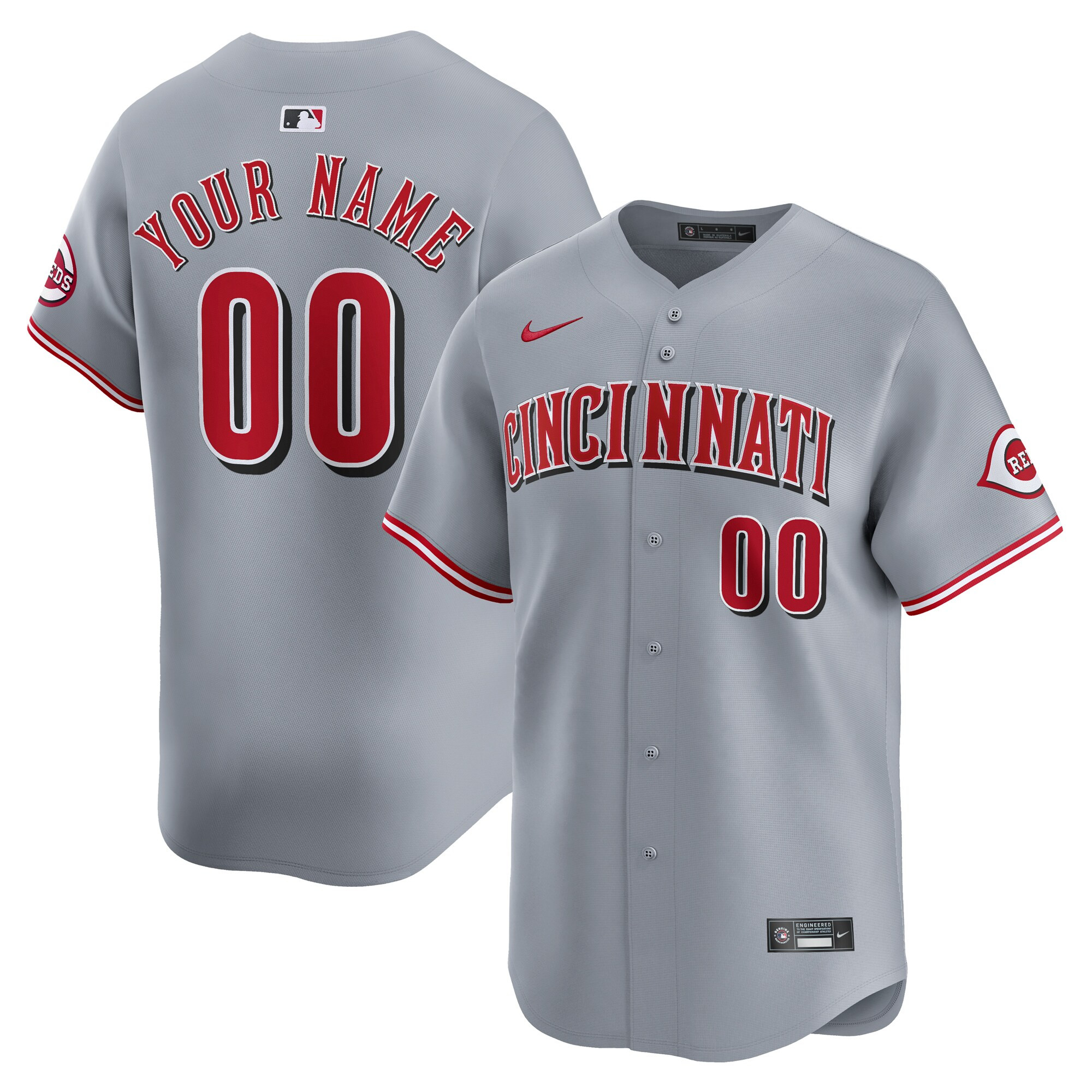 Cincinnati Reds Nike Away Limited Custom Jersey - Gray | Fanatics