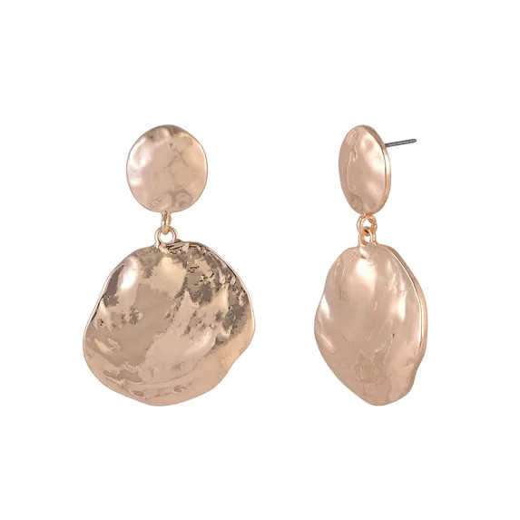 Time and Tru Goldtone Wavy Metal Drop Earring | Walmart (US)