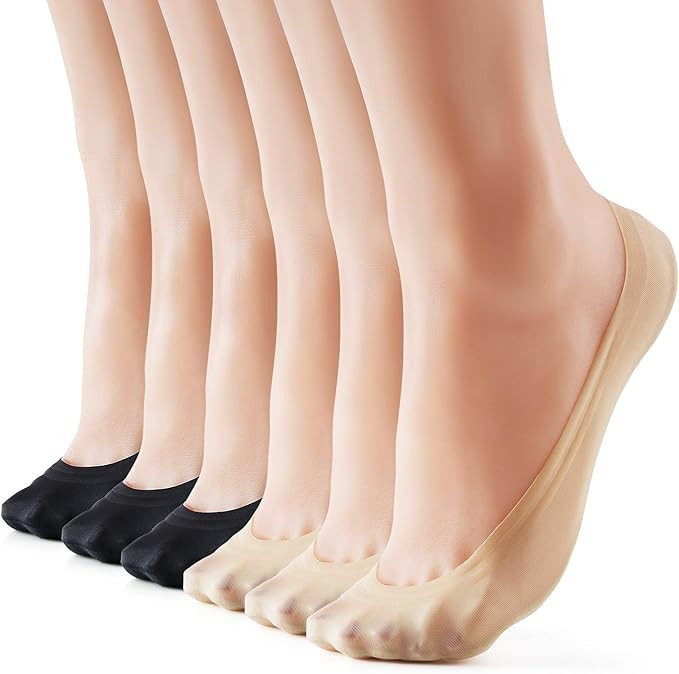 3-9 Pairs No Show Socks Women Nylon Ultra Low Cut Non-Slip Thin Liner Socks Invisible Hidden Sock... | Amazon (US)
