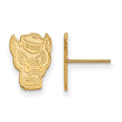 Black Bow Jewelry 14k Yellow Gold Plated Sterling Silver North Carolina State Wolfpack NCAA Post Earrings | Target