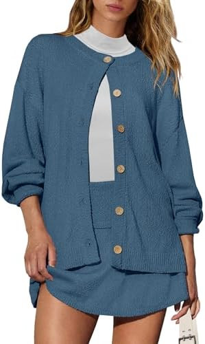 Panadila Womens Sweater Skirt Set 2 Piece Outfits Sweater Skort Set Lounge Cardigan and Knit Skir... | Amazon (US)