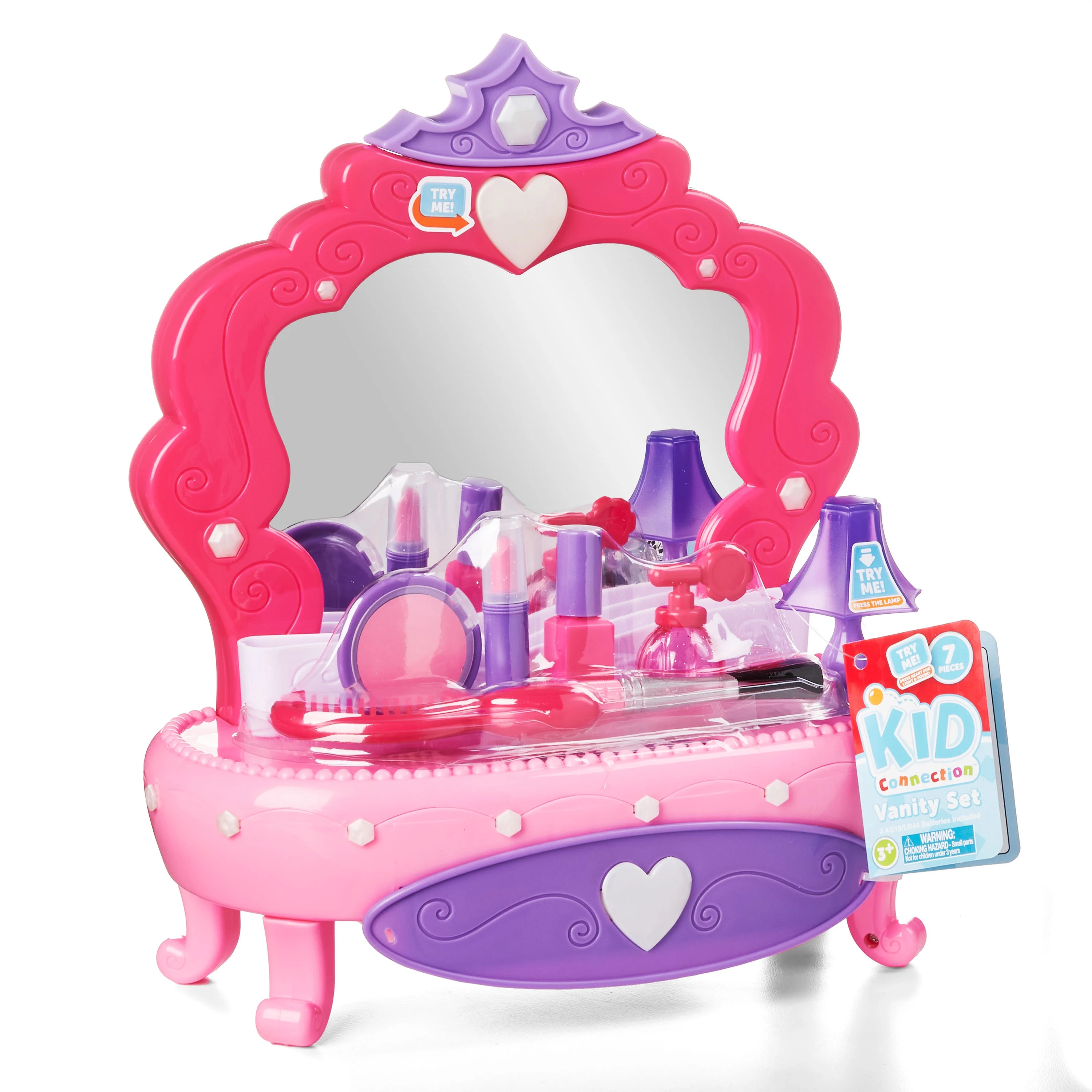 Kid Connection Light-Up Vanity Set with Working Storage Drawer, 7 Pieces - Walmart.com | Walmart (US)