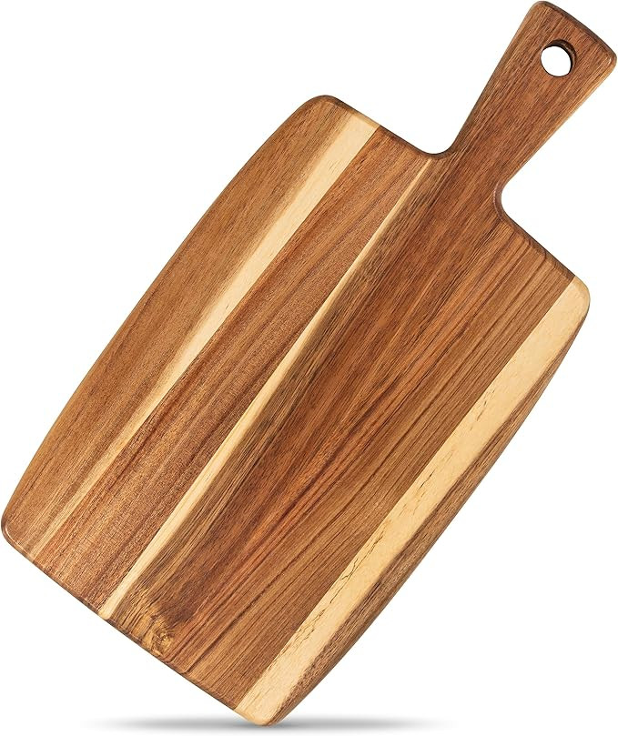 Acacia Wood Cutting Board and Chopping Board with Handle for Meat, Cheese Board, Vegetables, Brea... | Amazon (US)