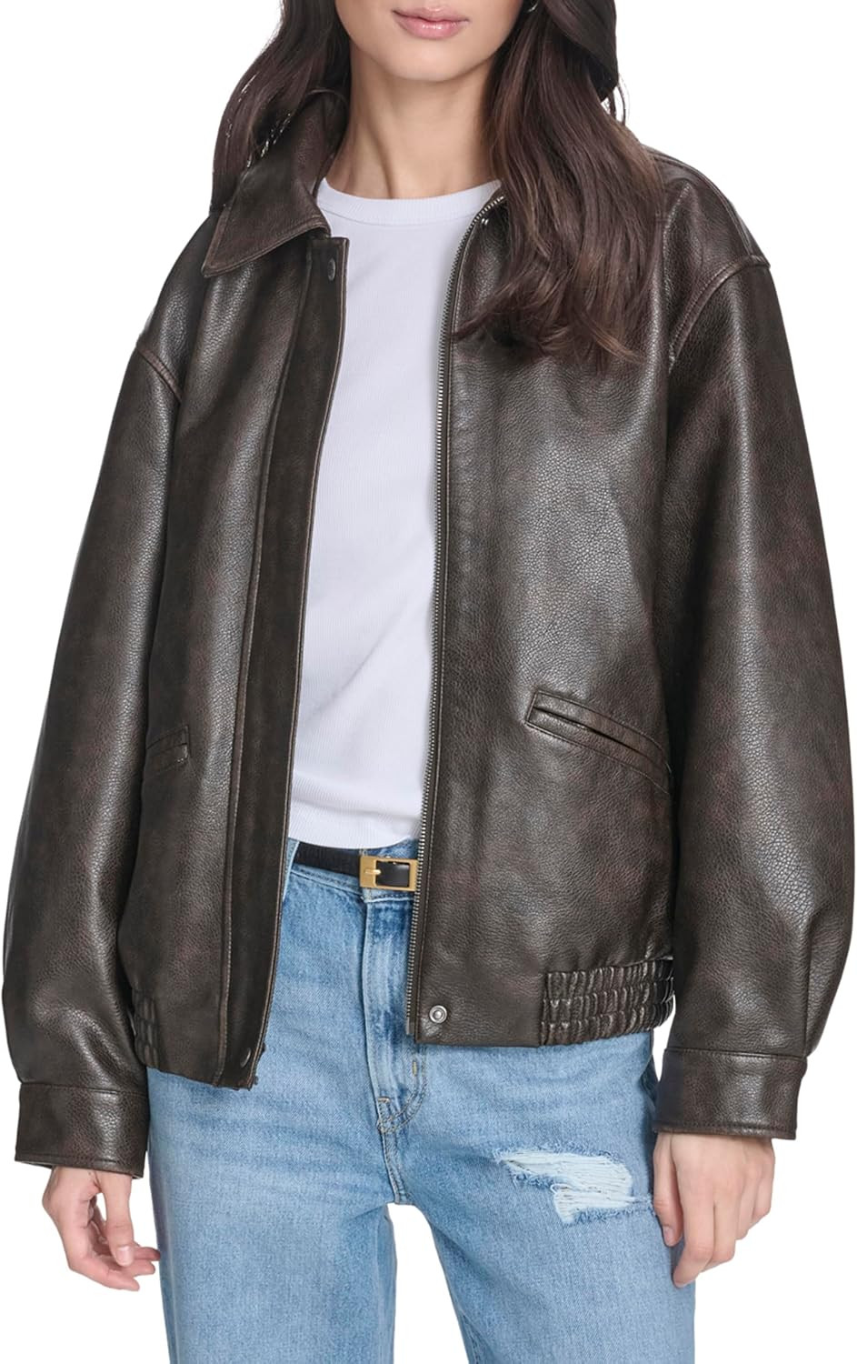 Levi's Women's Faux Leather Relaxed Fit Bomber | Amazon (US)