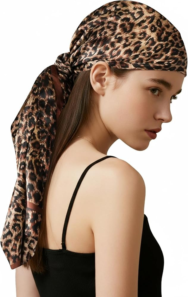 Fmeida Bandanas for Women 35" Square Silk-Like Satin Head Scarf with Gift Set (Box & Card) | Amazon (US)