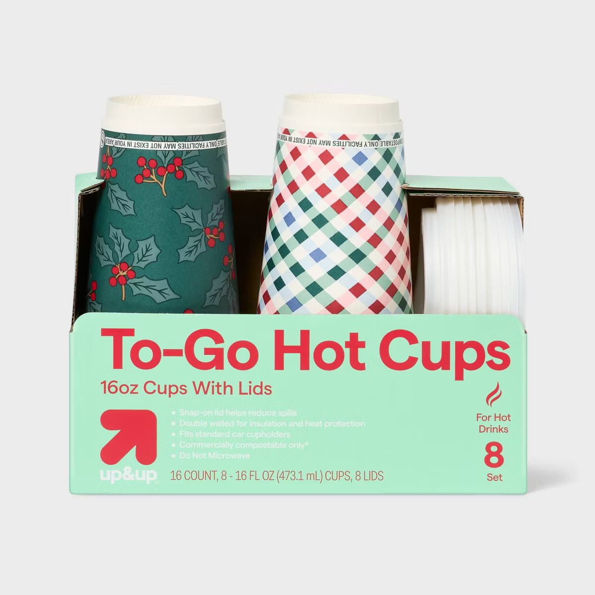 Holiday Disposable Drinkware Hot Cup - Red Green - 16oz/8ct - up&up™ | Target