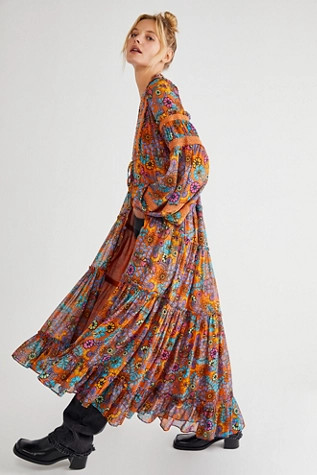 Cassis Printed Chiffon Dress | Free People (Global - UK&FR Excluded)