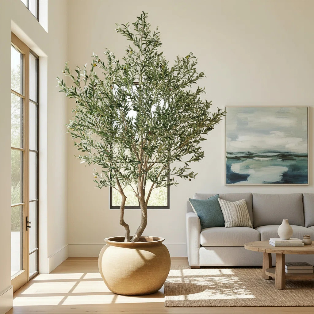 10ft Realistic Faux Olive Tree - Potted Indoor/Outdoor Greenery Decor | Wayfair North America
