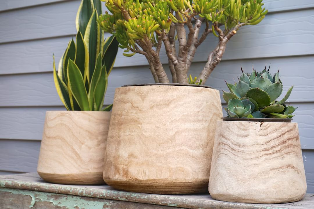 Modern Natural Timber Indoor Plant Tub Pot Planter - Etsy | Etsy (US)