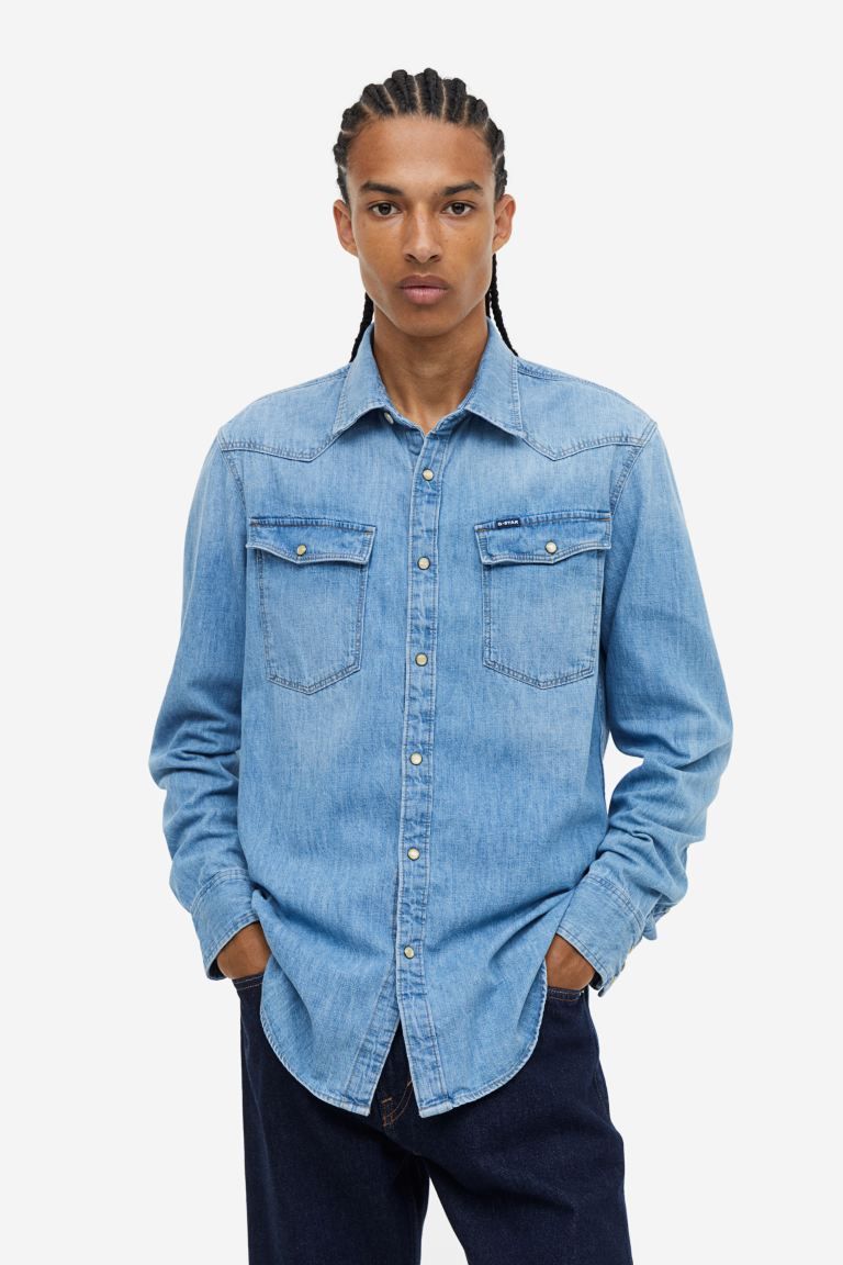 3301 Slim Shirt L\s Shirts - Blue - HEREN | H&M NL | H&M (DE, AT, CH, NL, FI)