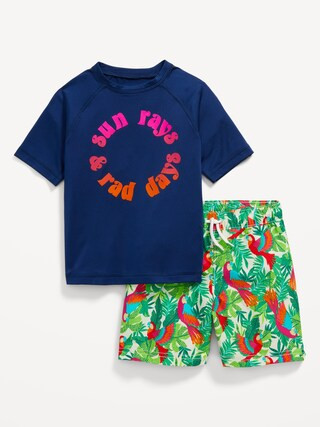 Graphic Rashguard Swim Top &amp; Trunks for Toddler Boys | Old Navy (CA)