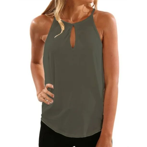 Sleeveless Women Solid Color Tank Vest Casual Shirt | Walmart (US)