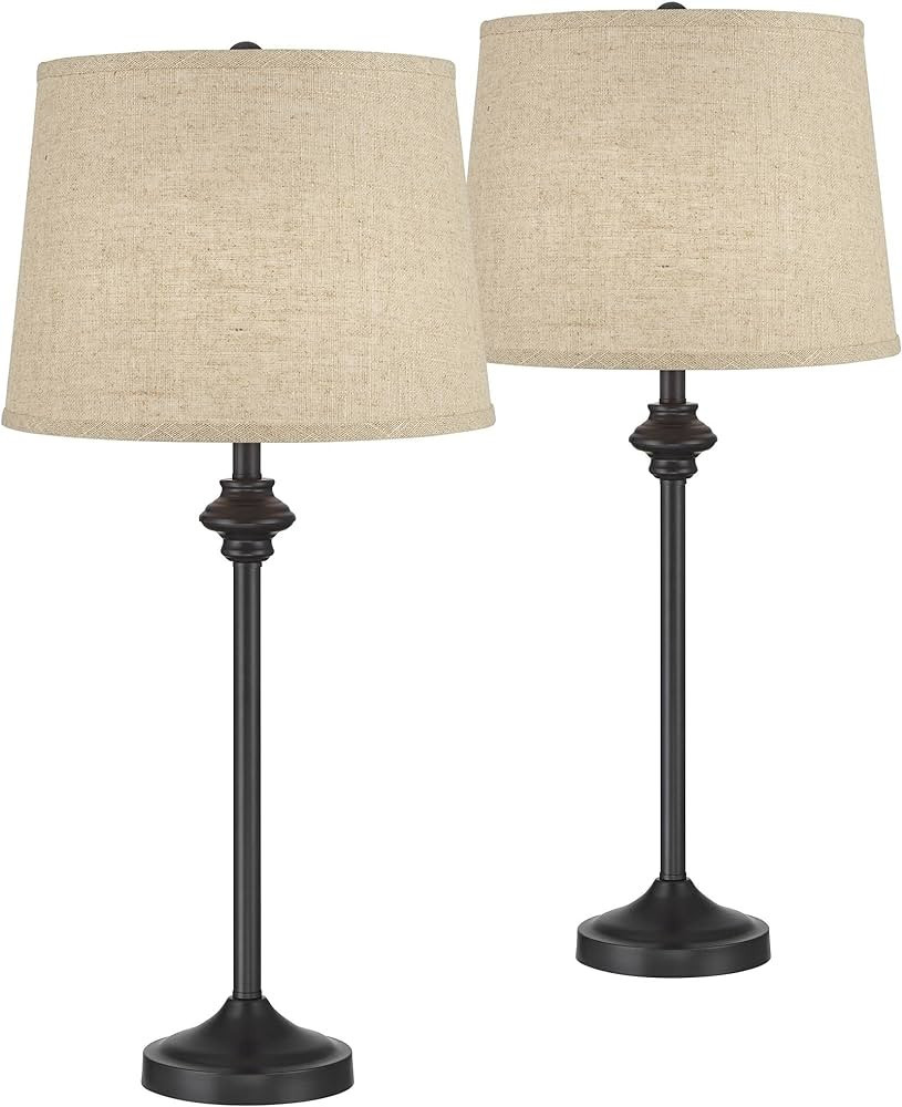 360 Lighting Lynn Modern Industrial Buffet Table Lamps 26" Tall Skinny Set of 2 Dark Bronze Brown... | Amazon (US)