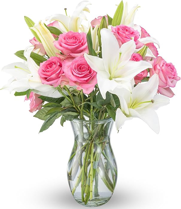 Benchmark Bouquets - Oriental Lily Flower & Pink Roses Bouquet - Fresh Flowers for Delivery - Rea... | Amazon (US)