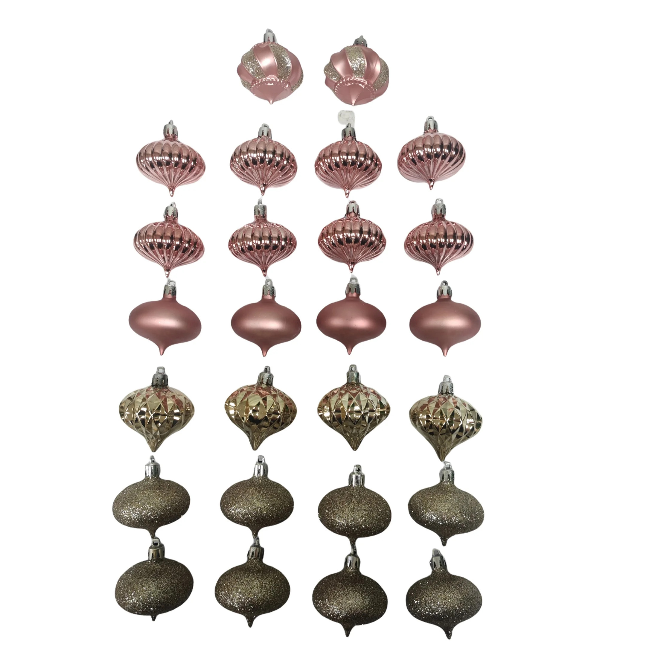 Blush & Champagne 60mm Shatterproof Onion-Shaped Christmas Ornaments, 26 Count, by Holiday Time | Walmart (US)