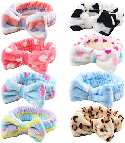 Makeup Headbands, 8PCS Headband for Washing Face Spa Headband Fluffy Headband Bow Hair Band Headband | Amazon (US)