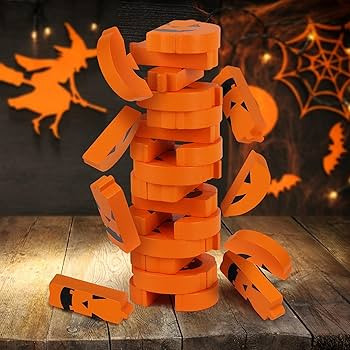 Funwares Stack 'O Lantern Pumpkin Stack-Up Wooden Blocks Stacking Game, Tumbling Tower, Family & ... | Amazon (US)