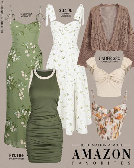 REFORMATION + Amazon finds!✨ $34.99 Amazon floral midi dress + under $30 Amazon cardigan + tops!✨ Share this post with a friend!!🤗 Click on the “Shop OOTD Collages” collections on my LTK to shop!🤗 Have an amazing day!! Xo!! 

#LTKparties #LTKfindsunder50 #LTKfindsunder100